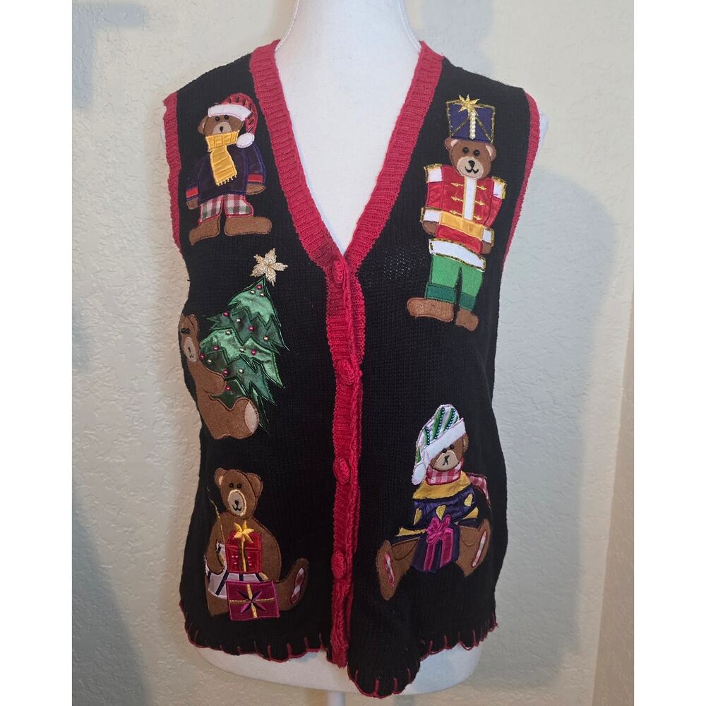 Vintage Nutcracker Black Ugly Christmas Sweater V… - image 2